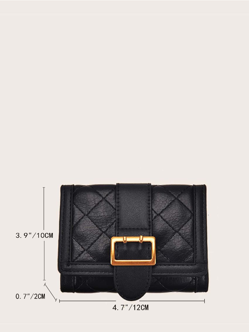 Buckle Decor Quilted Small Wallet