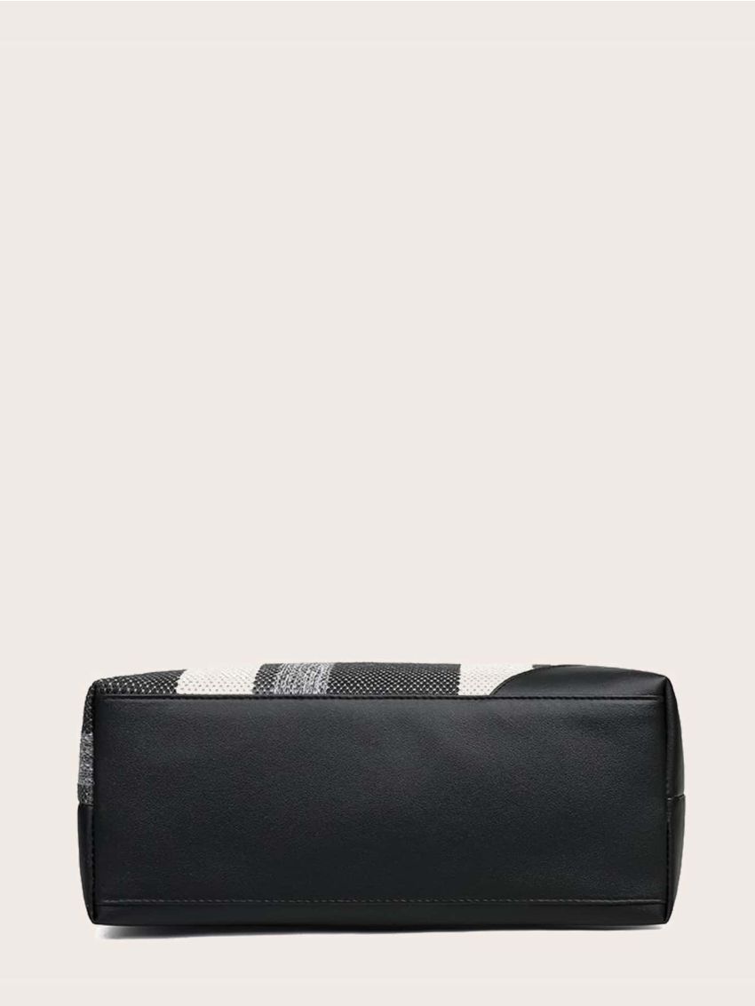 Color Block Large Capacity Tote Bag