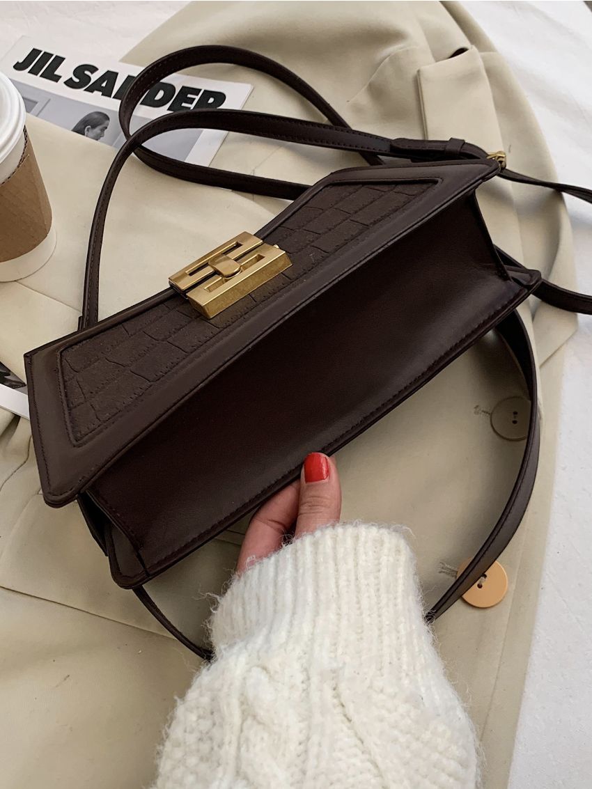 Croc Embossed Shoulder Bag