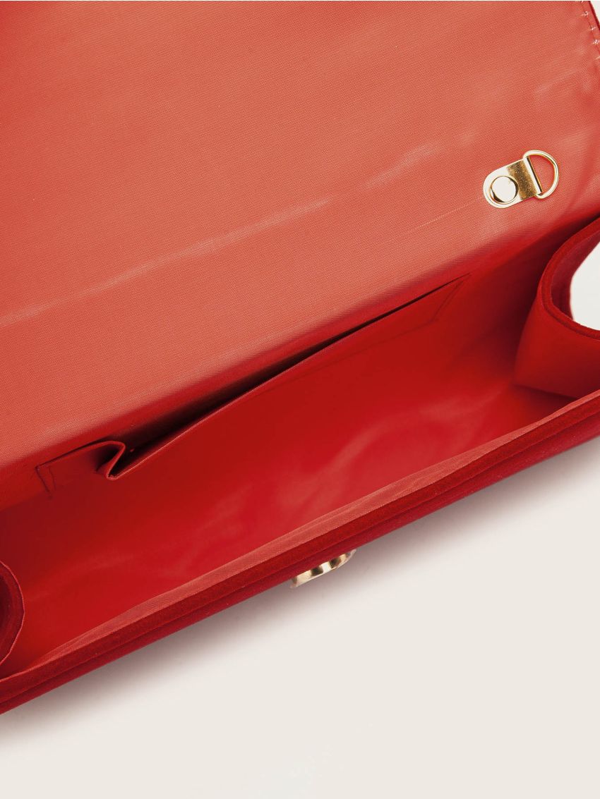 Metal Decor Flap Velvet Chain Bag