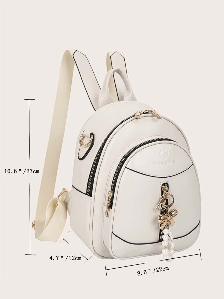 Faux Pearl Decor Backpack