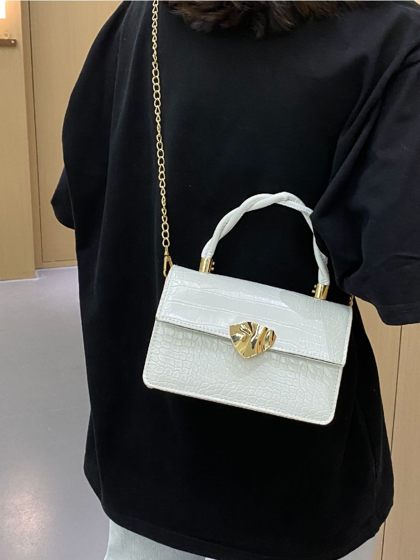 Croc Embossed Satchel Bag