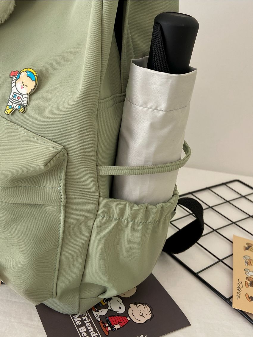 Cartoon Decor Pocket Front School Bag