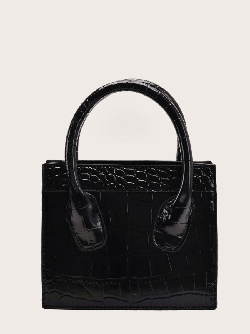 Mini Croc Embossed Satchel Bag