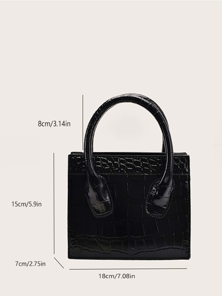 Mini Croc Embossed Satchel Bag