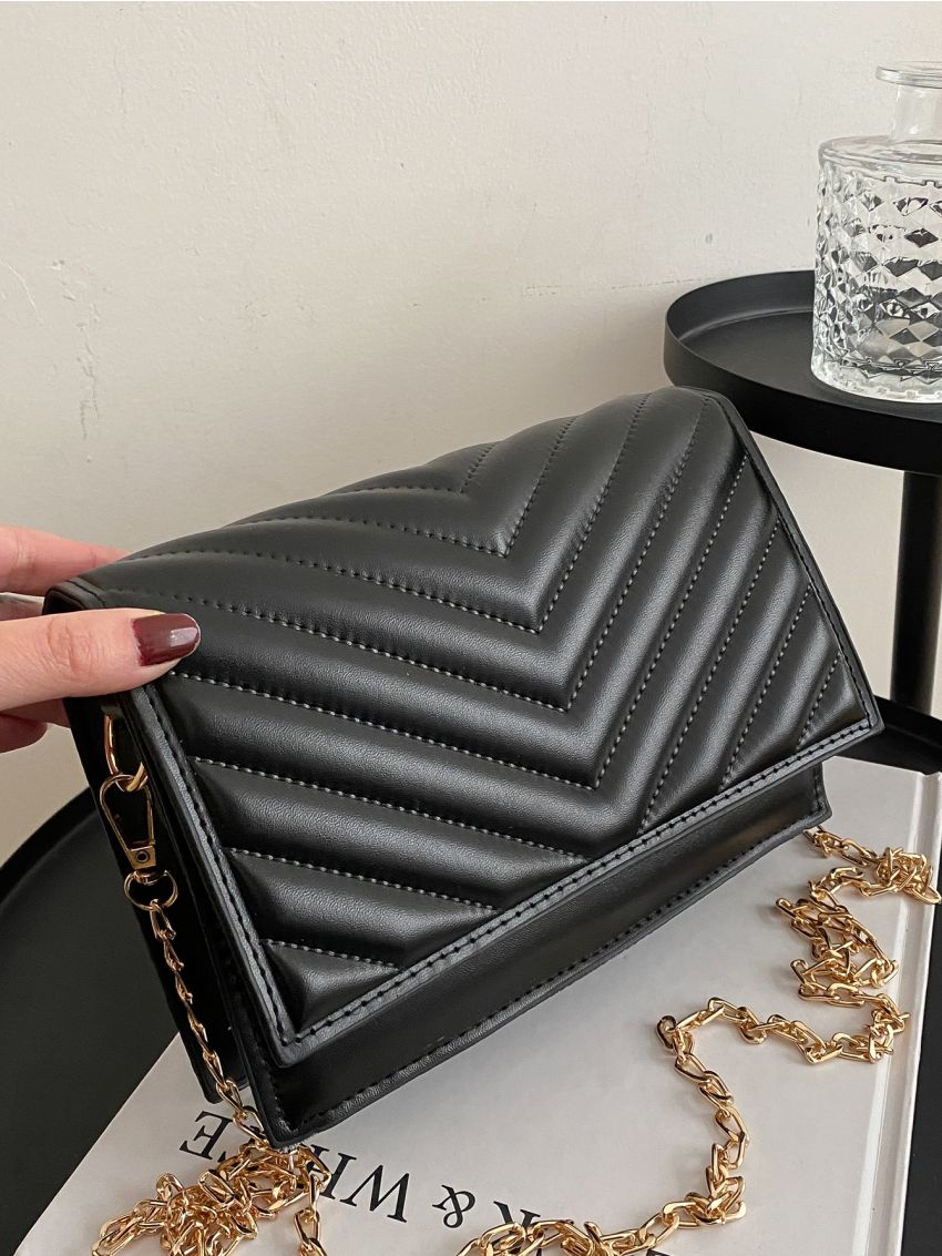 Mini Chevron Flap Chain Crossbody Bag