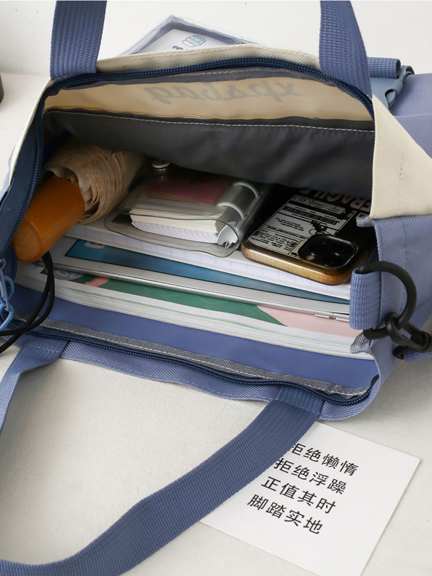 Pocket Front Two Tone Tote Bag