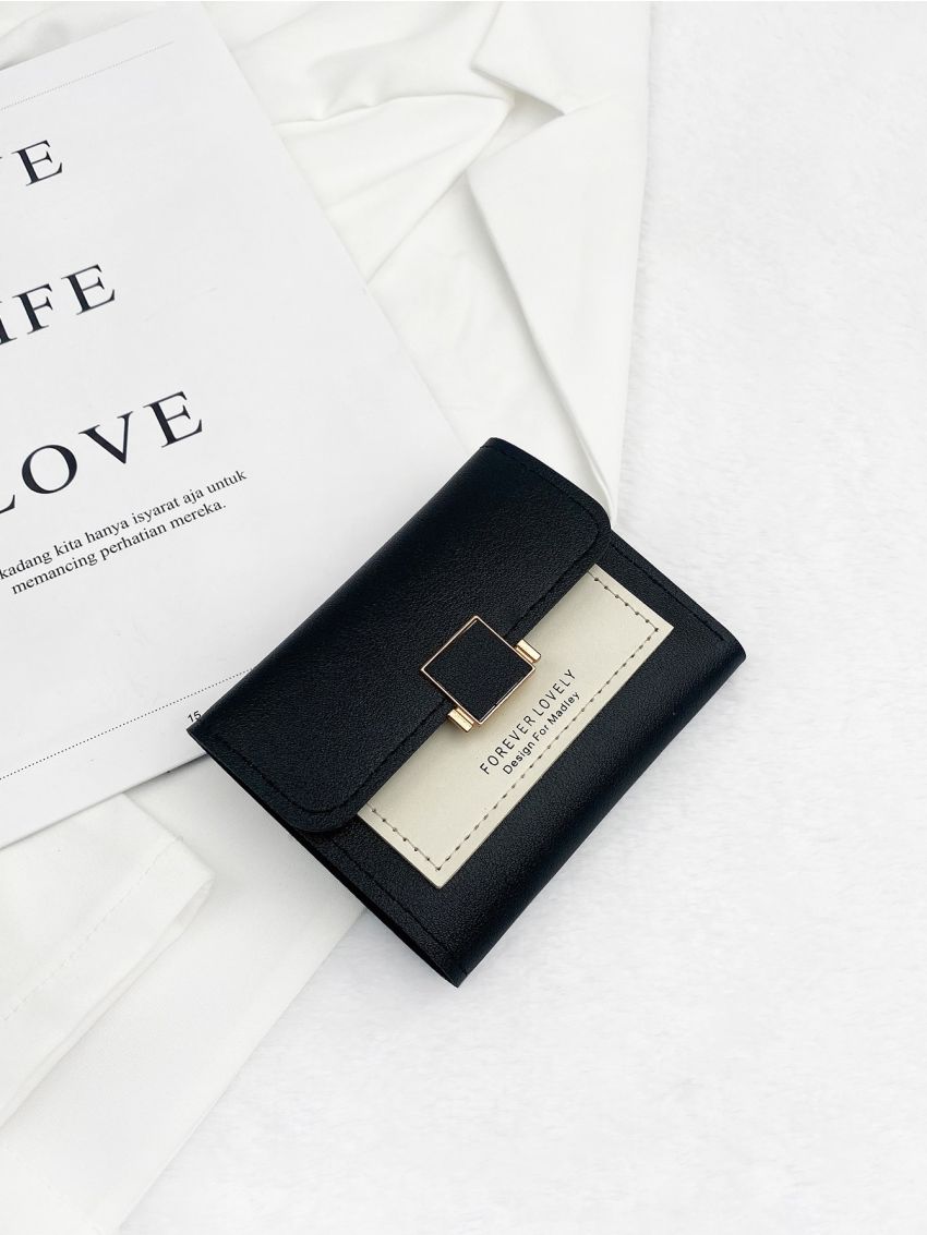 Letter Graphic Colorblock Wallet