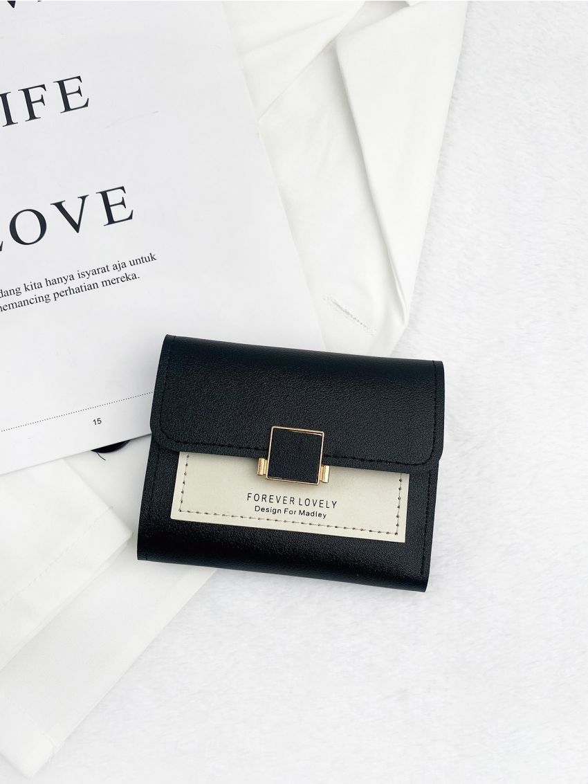 Letter Graphic Colorblock Wallet