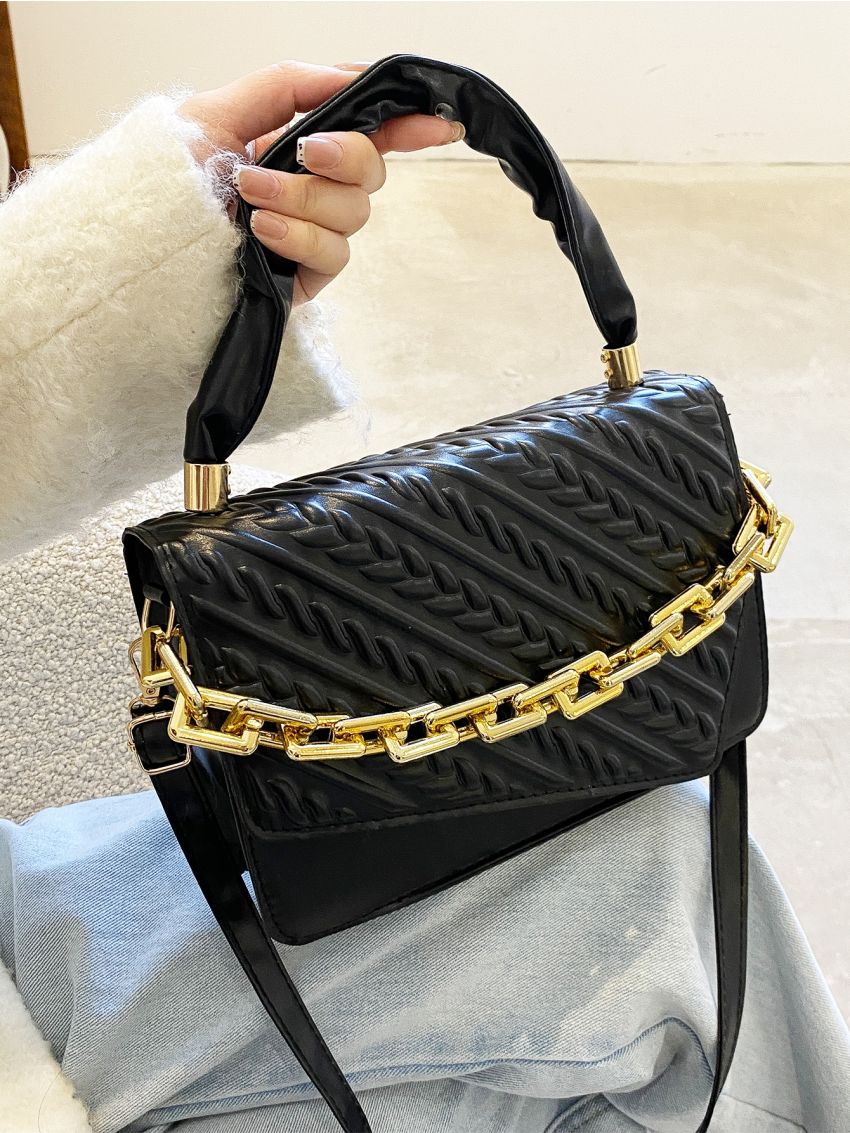 Quilted Flap Chain Square Bag