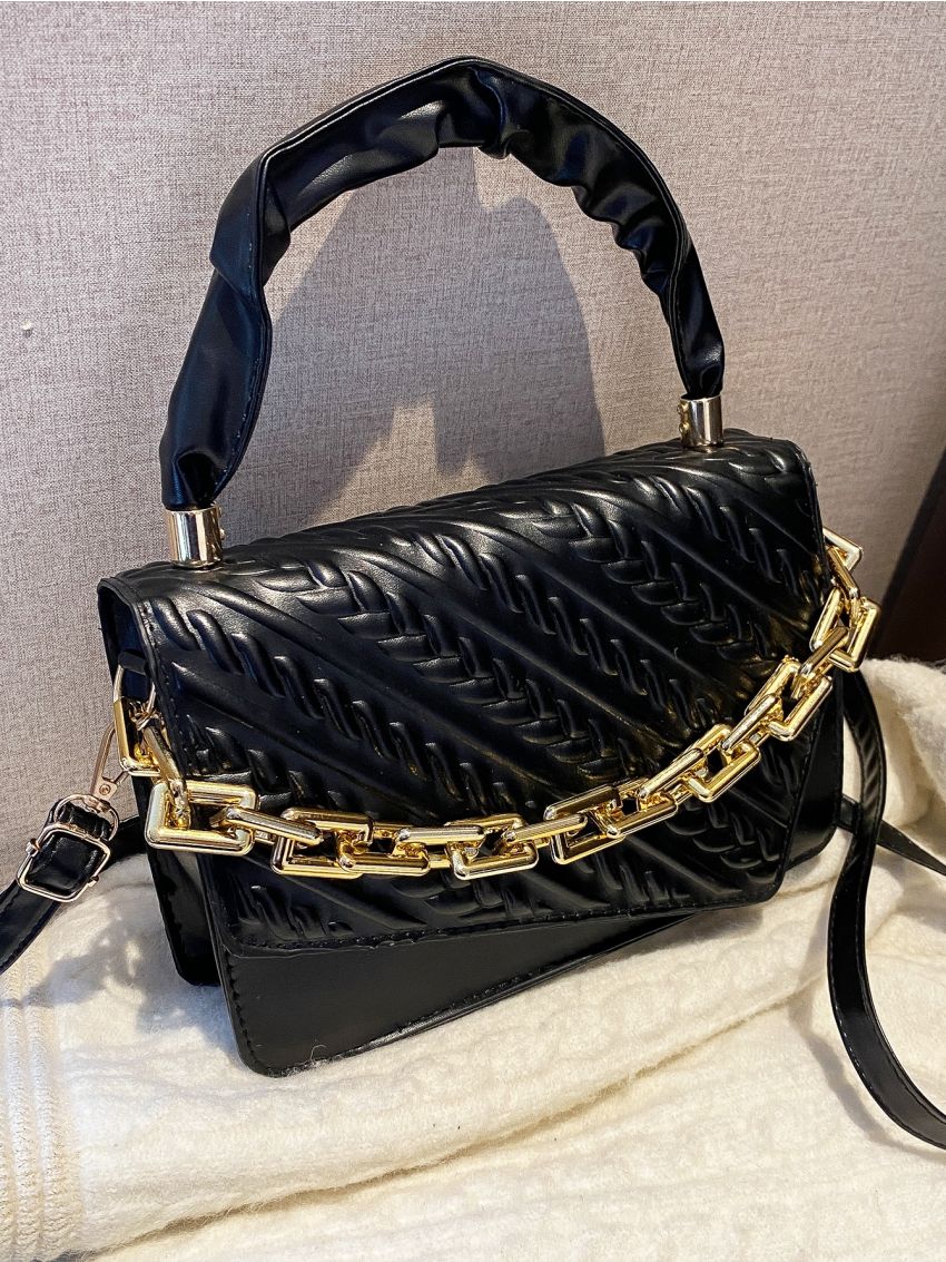 Quilted Flap Chain Square Bag