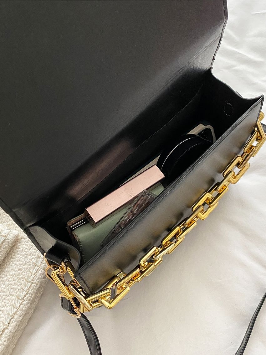 Quilted Flap Chain Square Bag