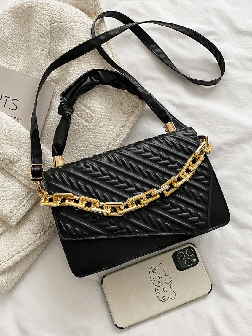 Quilted Flap Chain Square Bag
