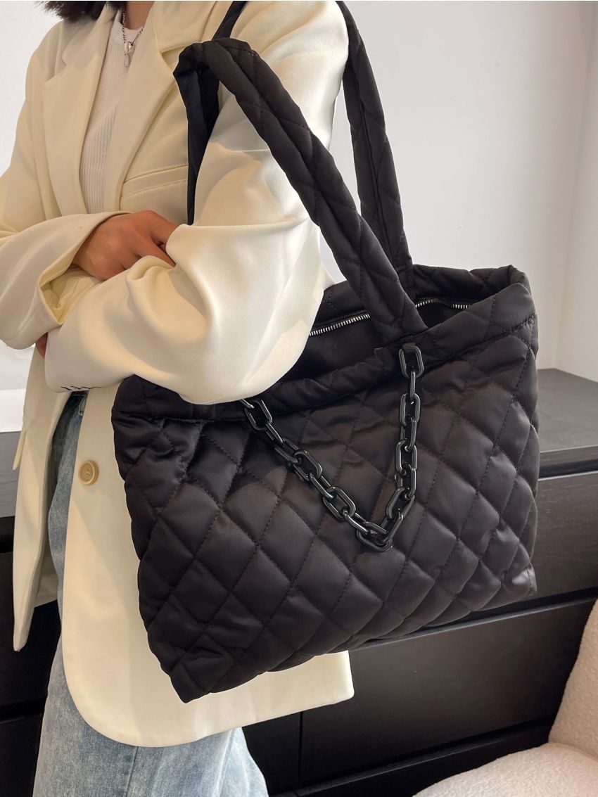 Large Capacity Quilted Shoulder Tote Bag