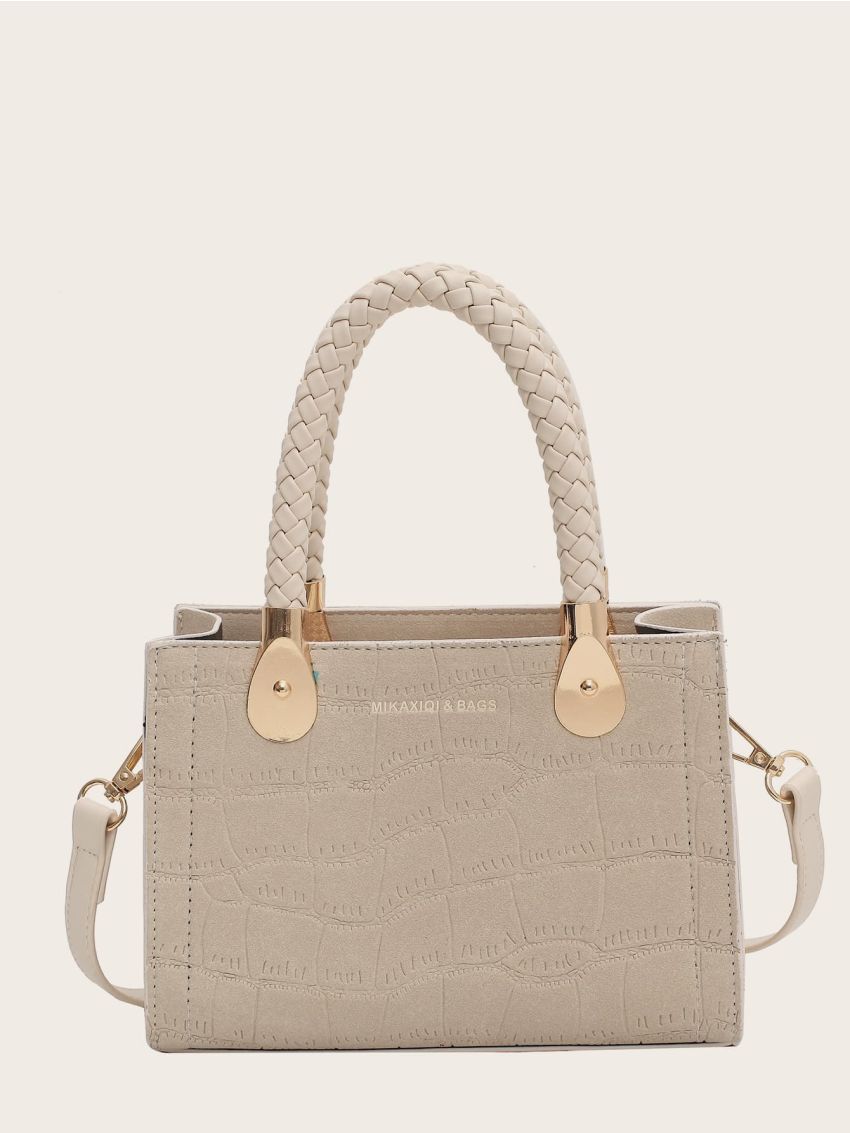 Mini Croc Embossed Satchel Bag
