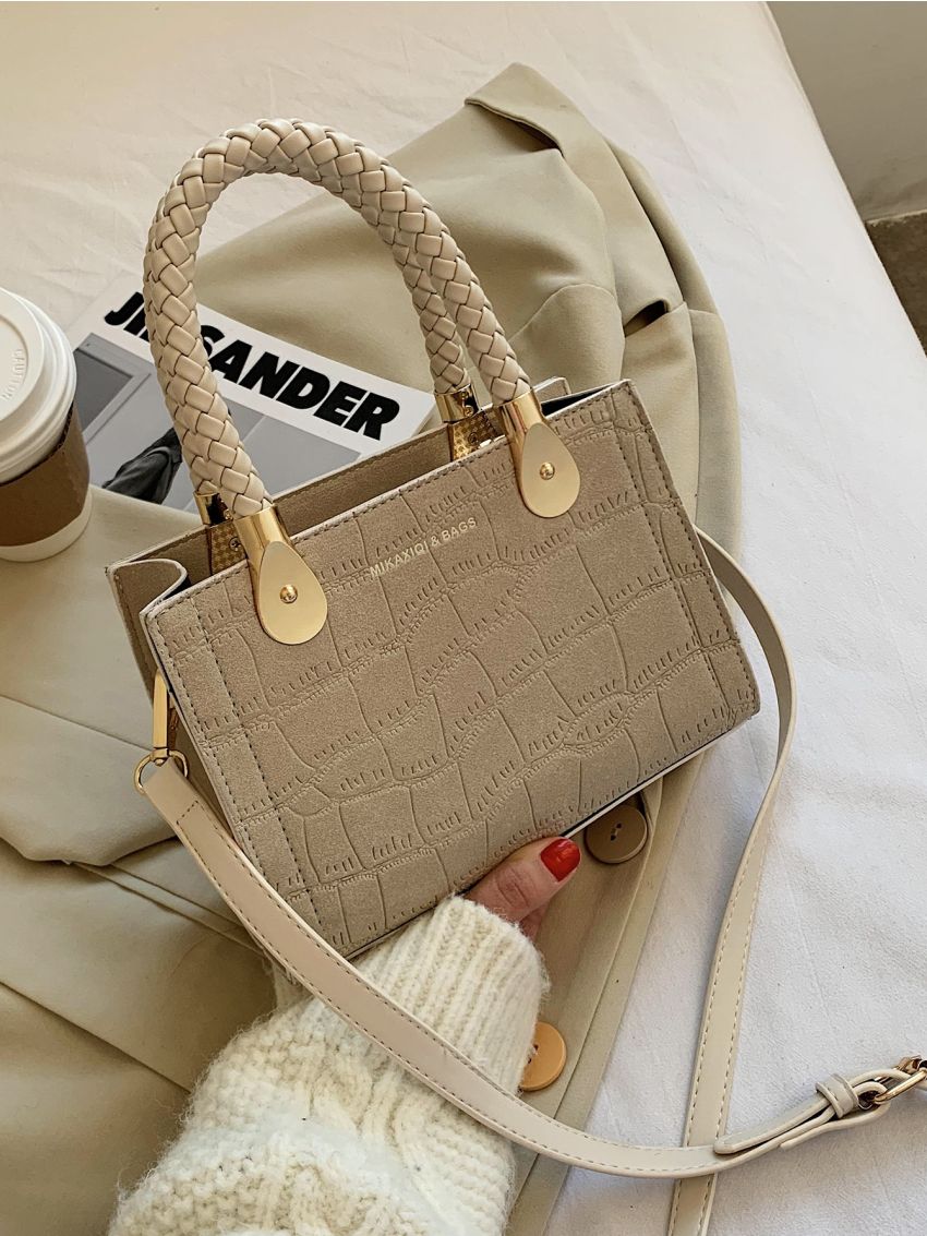 Mini Croc Embossed Satchel Bag