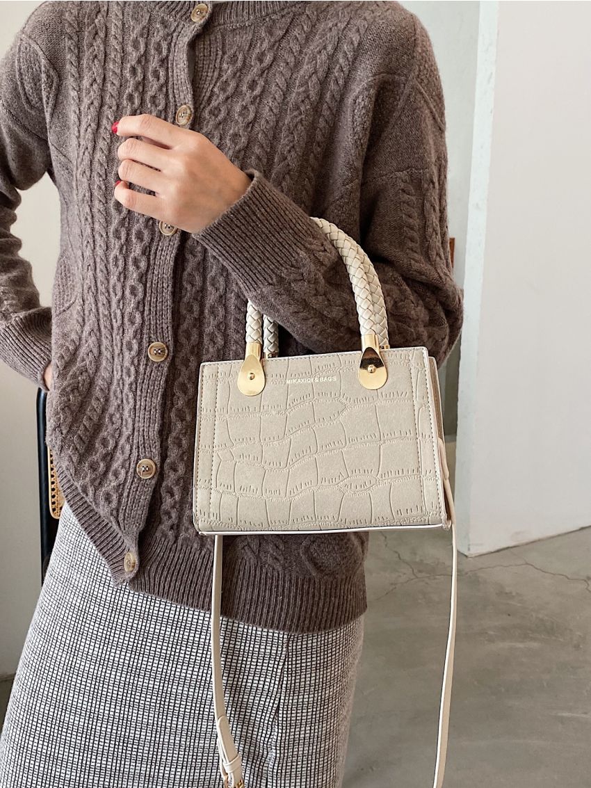 Mini Croc Embossed Satchel Bag