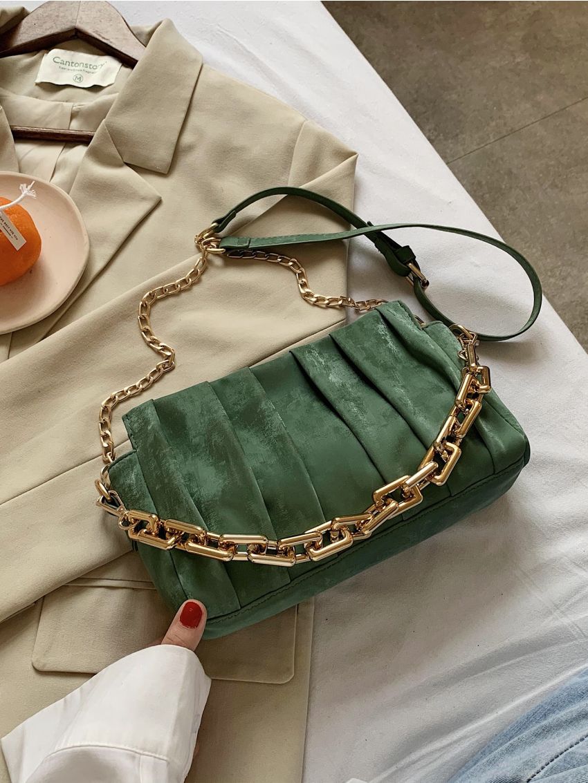 Ruched Decor Satchel Bag