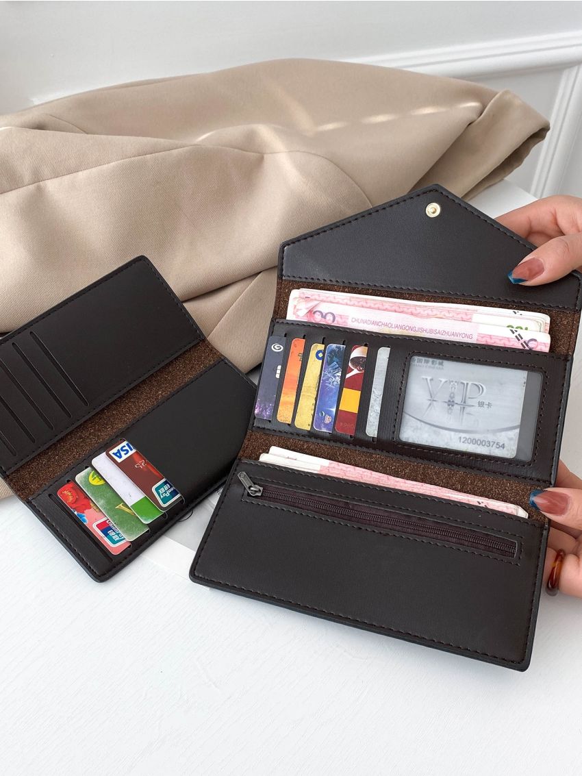 2pcs Crocodile Embossed Long Wallet