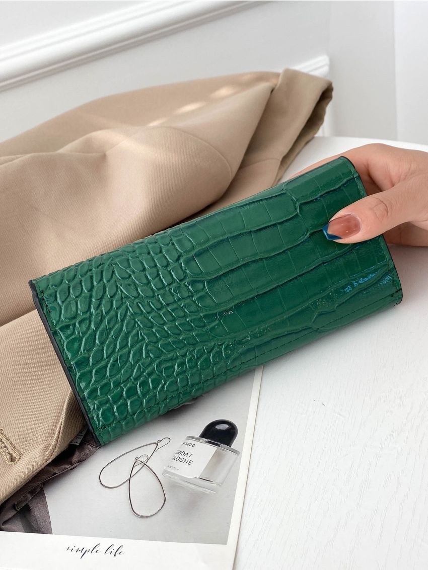 2pcs Crocodile Embossed Long Wallet