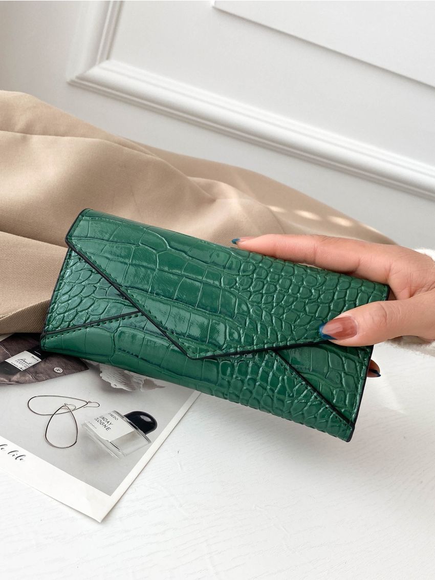2pcs Crocodile Embossed Long Wallet