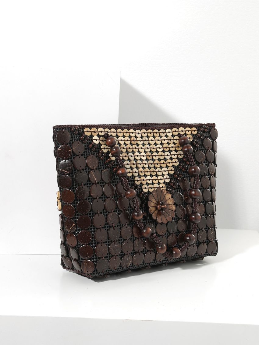Two Tone Coconut Shell Shoulder Tote Bag