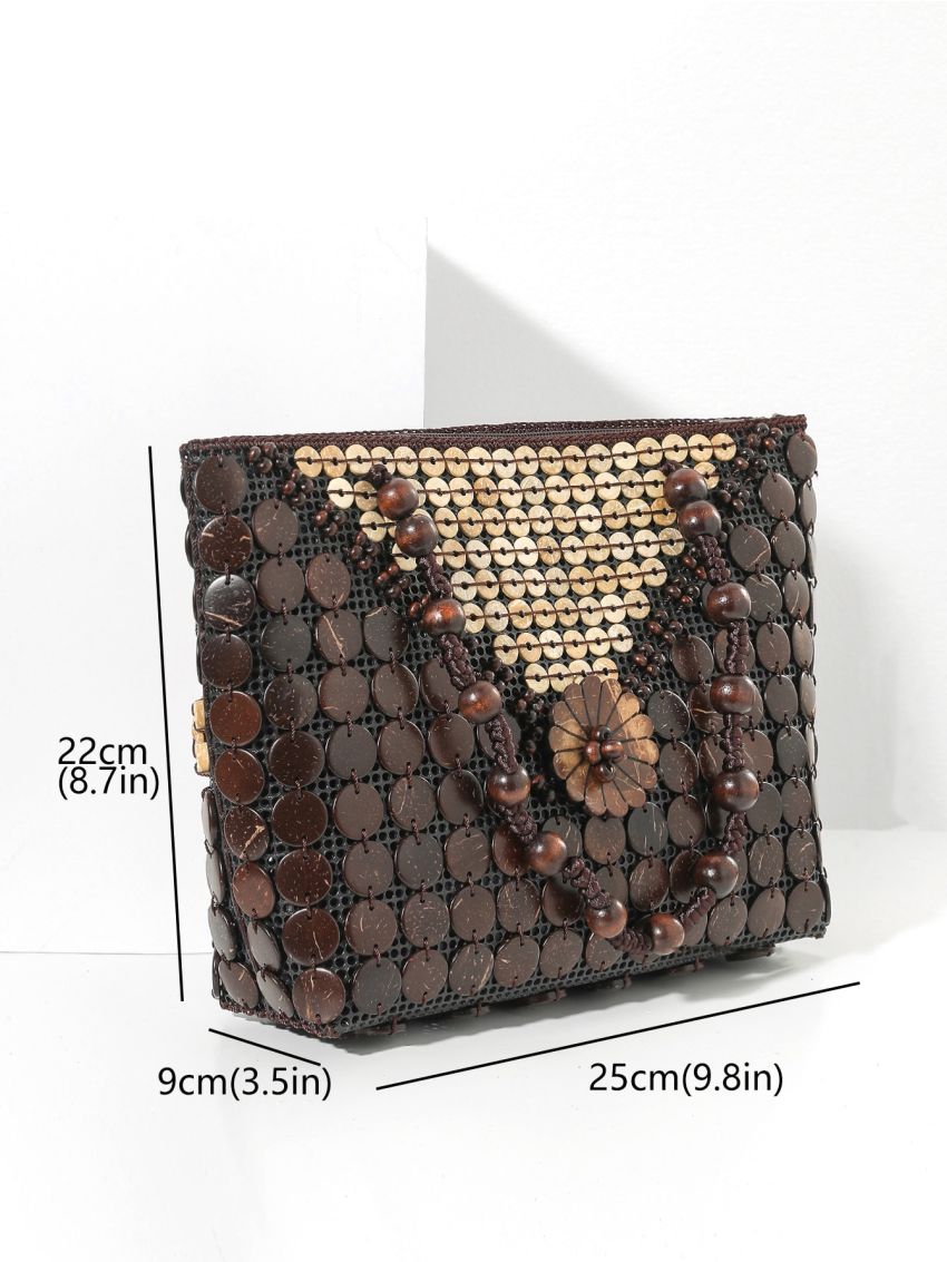 Two Tone Coconut Shell Shoulder Tote Bag