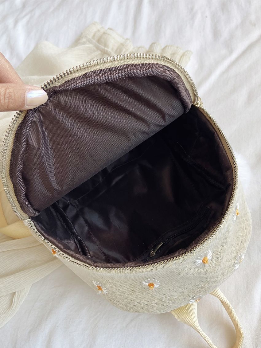 Daisy Embroidered Woven Backpack