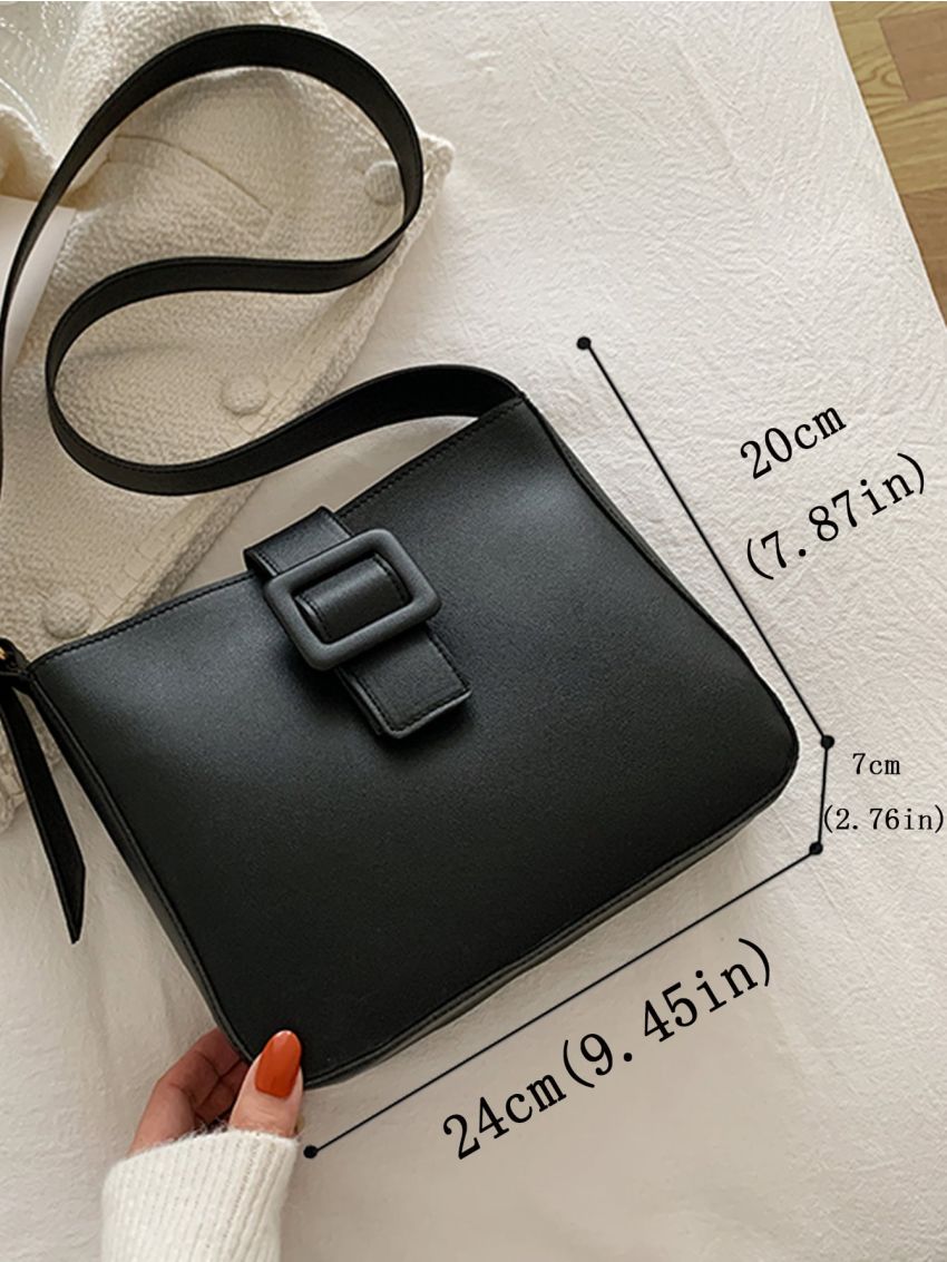Buckle Decor Crossbody Bucket Bag