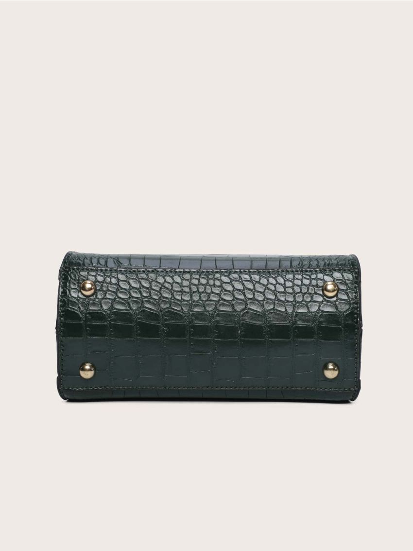 Minimalist Croc Embossed Satchel Bag