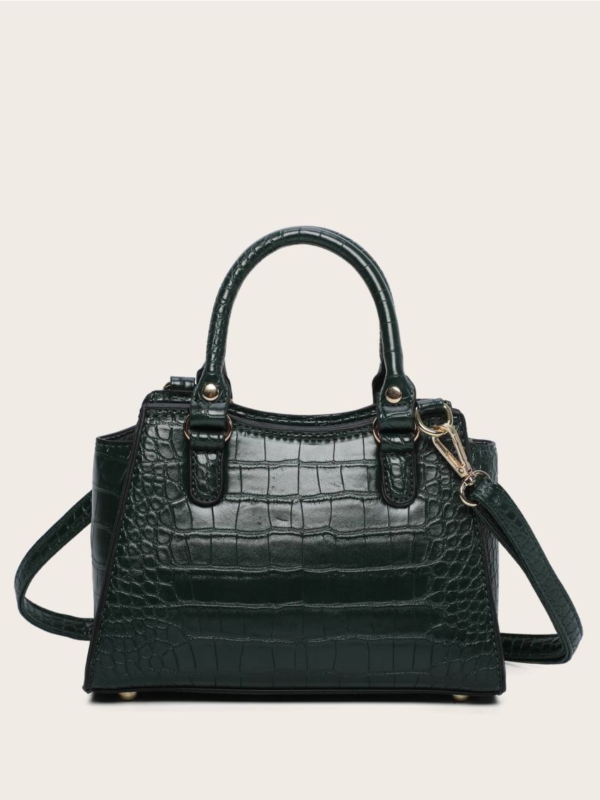 Minimalist Croc Embossed Satchel Bag