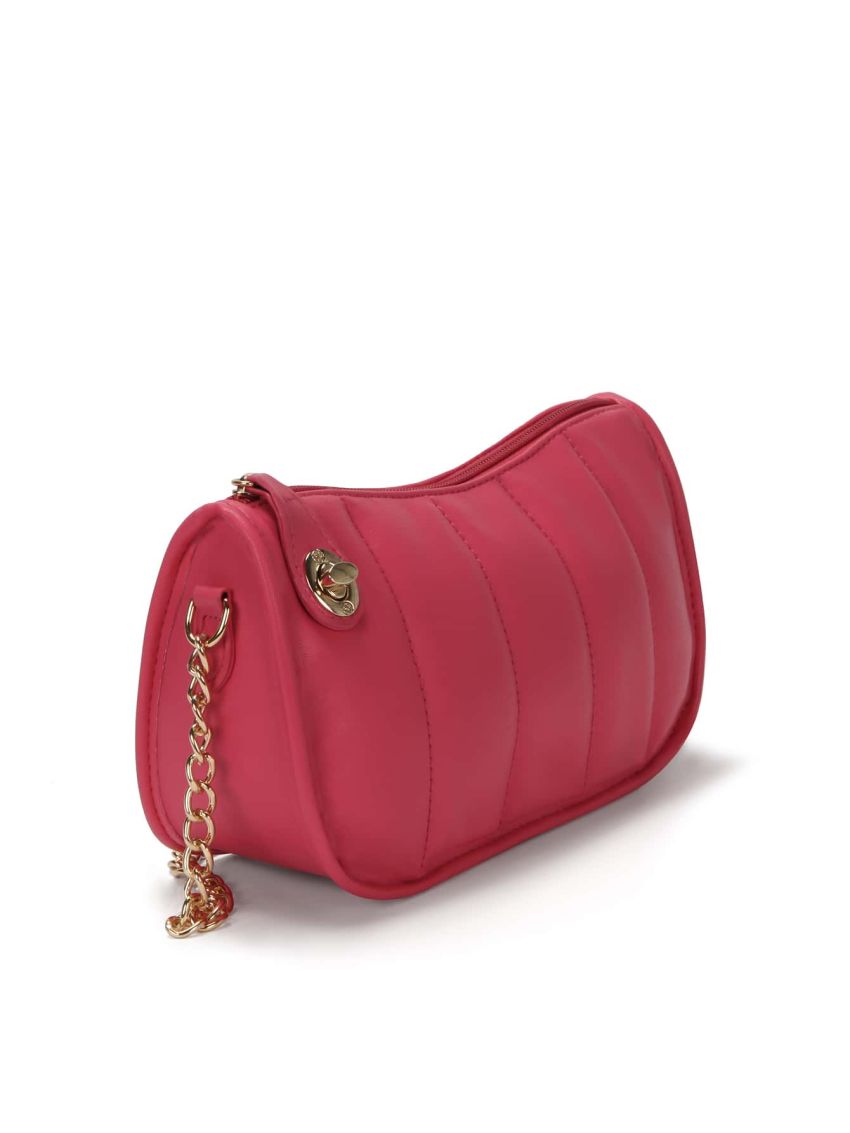 Turn Lock Textured Shoulder Bag