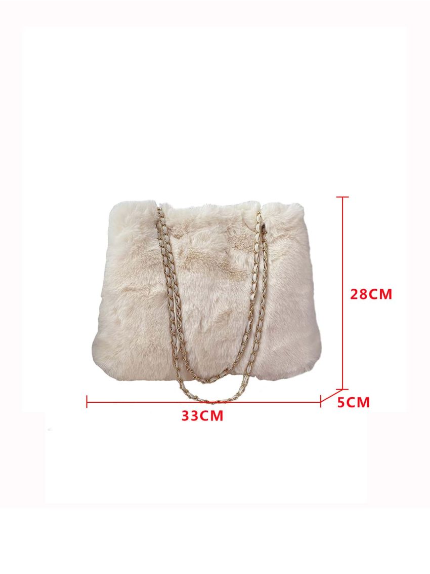 Fluffy Chain Shoulder Tote Bag