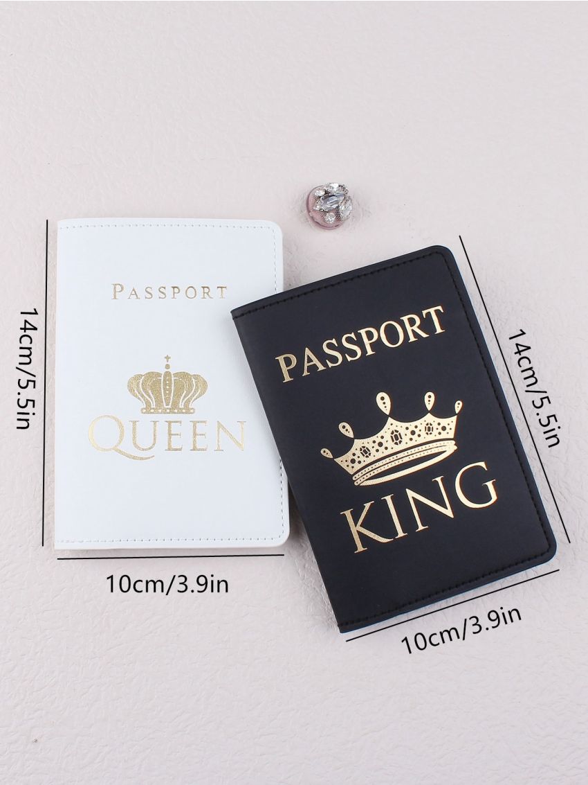 2pcs Couple Crown Graphic Passport Case