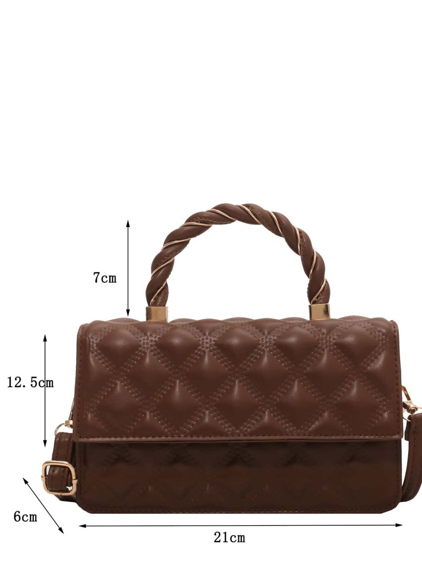 Braided Strap Detail Quilted Flap Square Bag