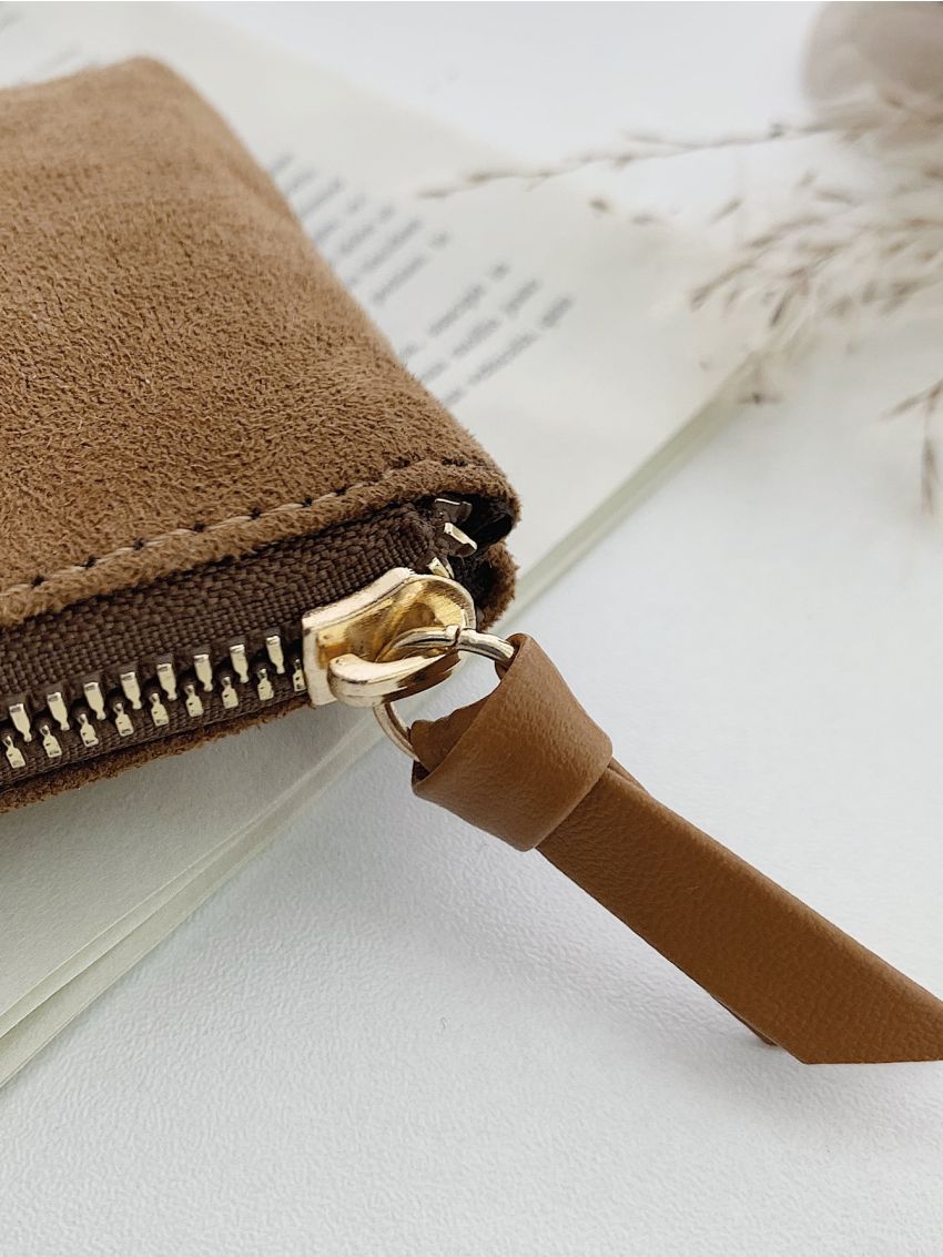 Letter Graphic Corduroy Coin Case