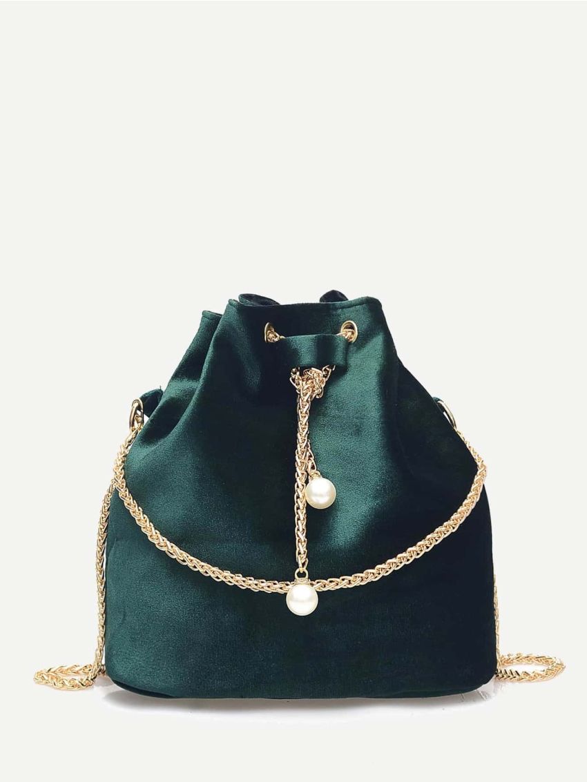 Drawstring Bucket Chain Bag