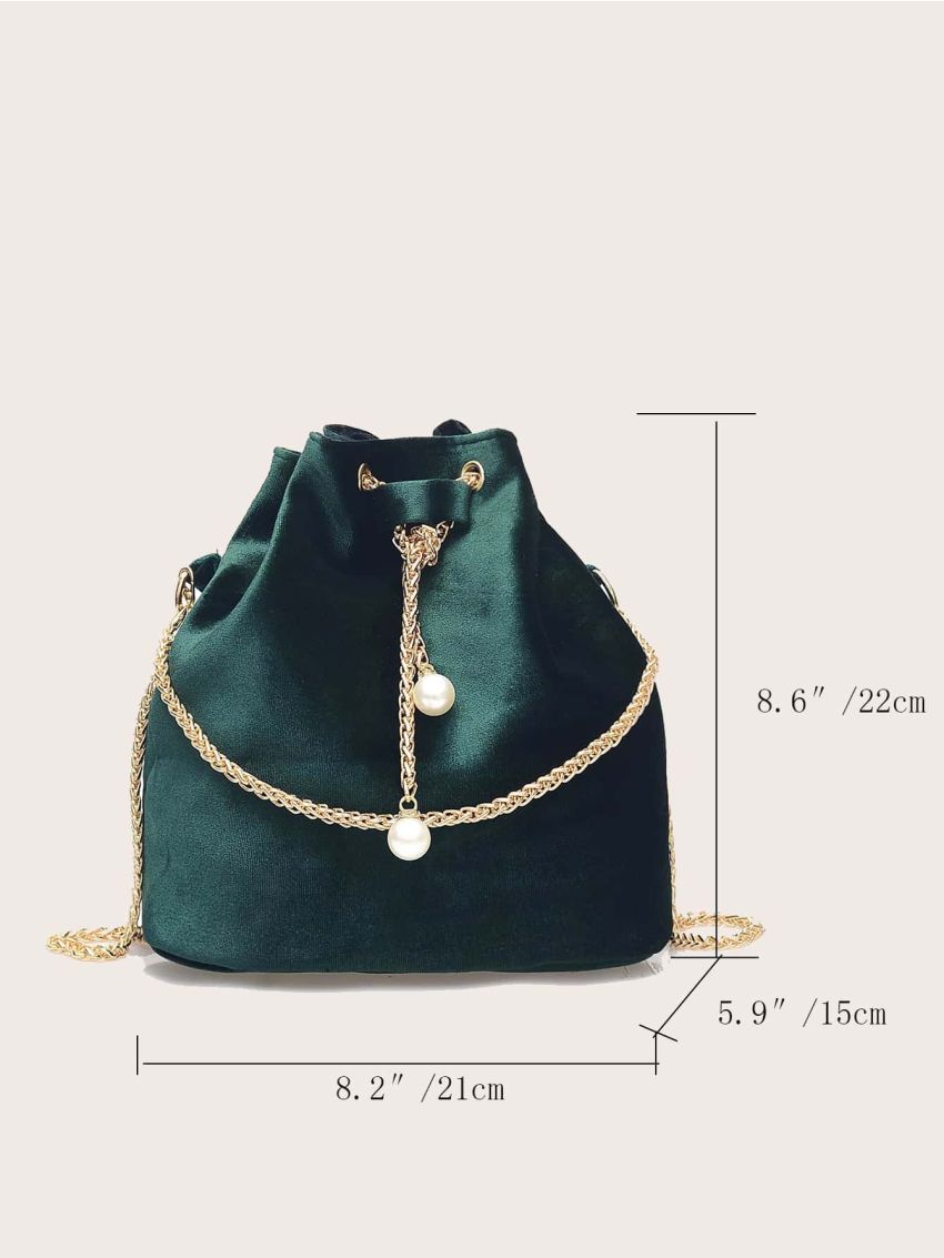 Drawstring Bucket Chain Bag