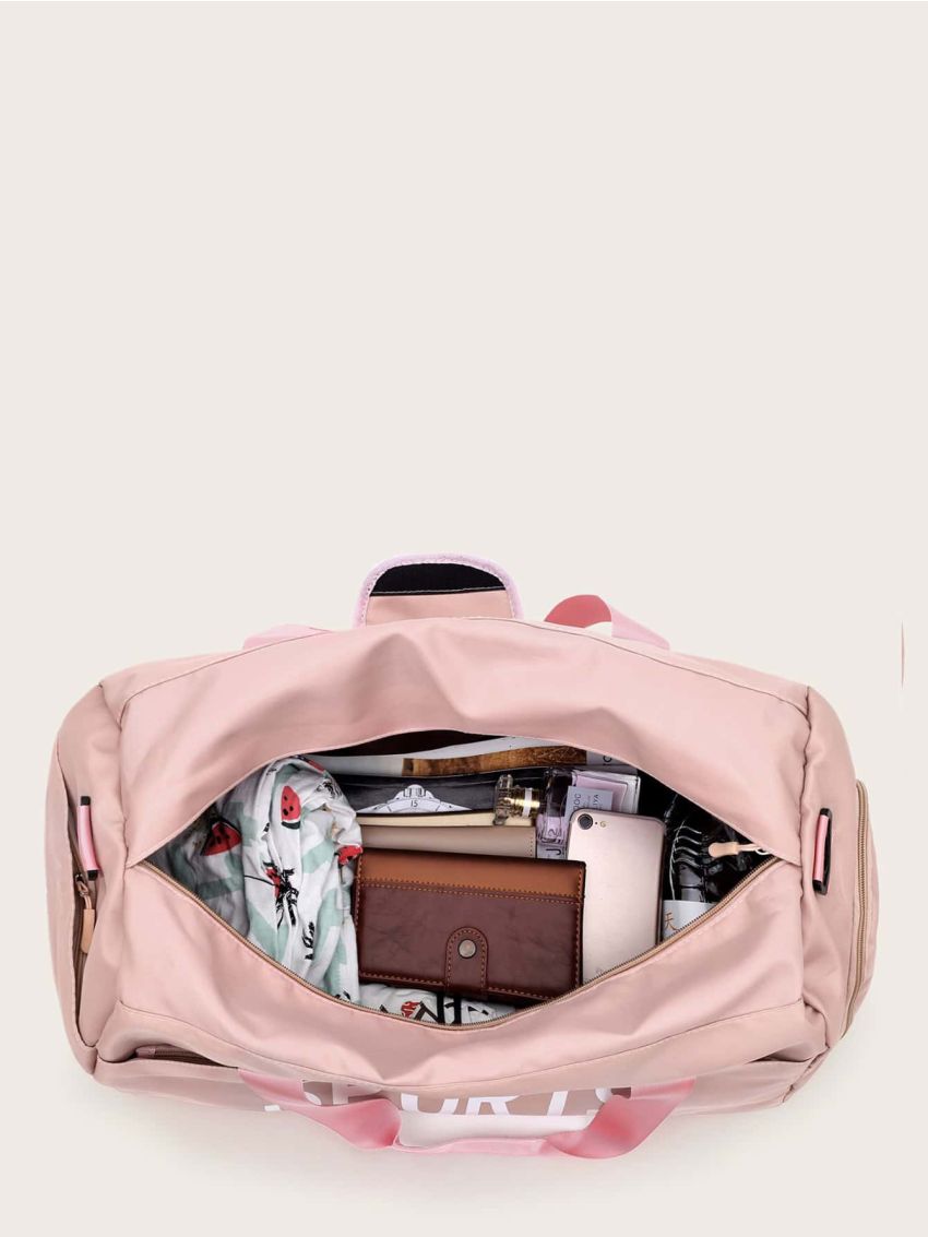 3pcs Letter Graphic Duffle Bag With Clutch Bag