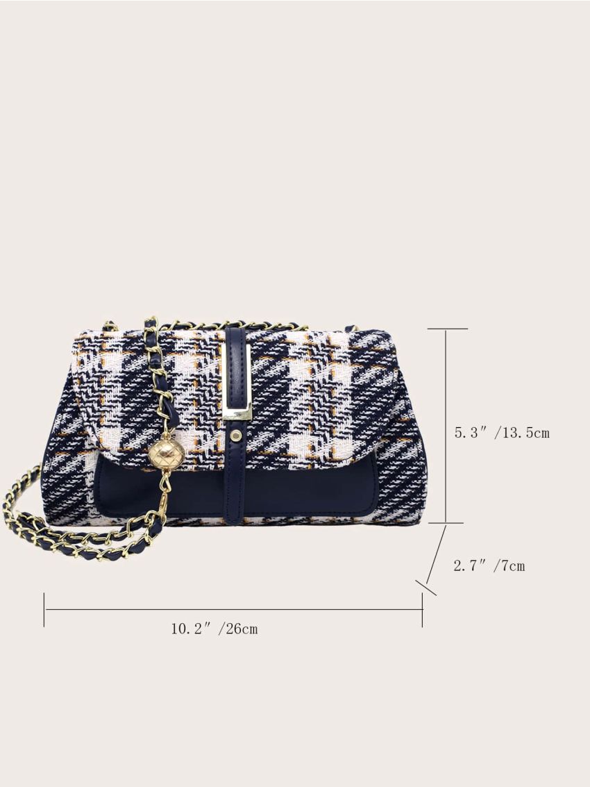 Plaid Pattern Flap Square Bag