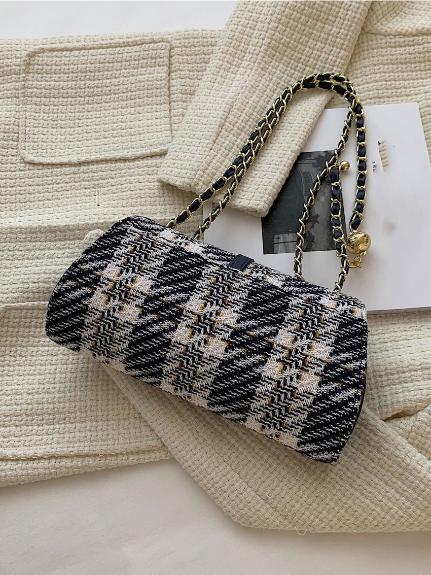 Plaid Pattern Flap Square Bag