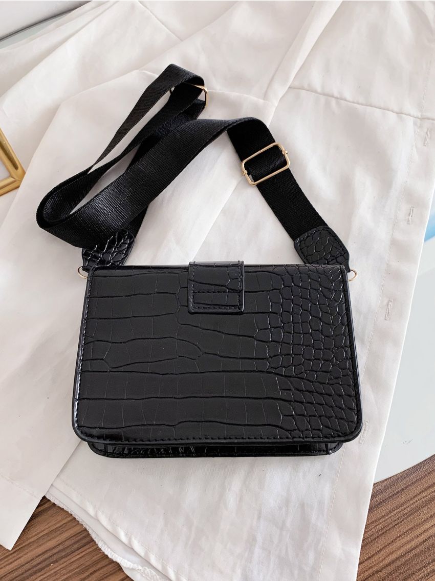 Mini Croc Embossed Flap Crossbody Bag