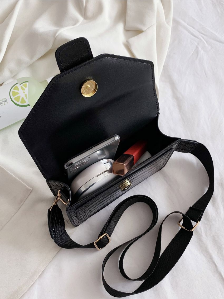 Mini Croc Embossed Flap Crossbody Bag