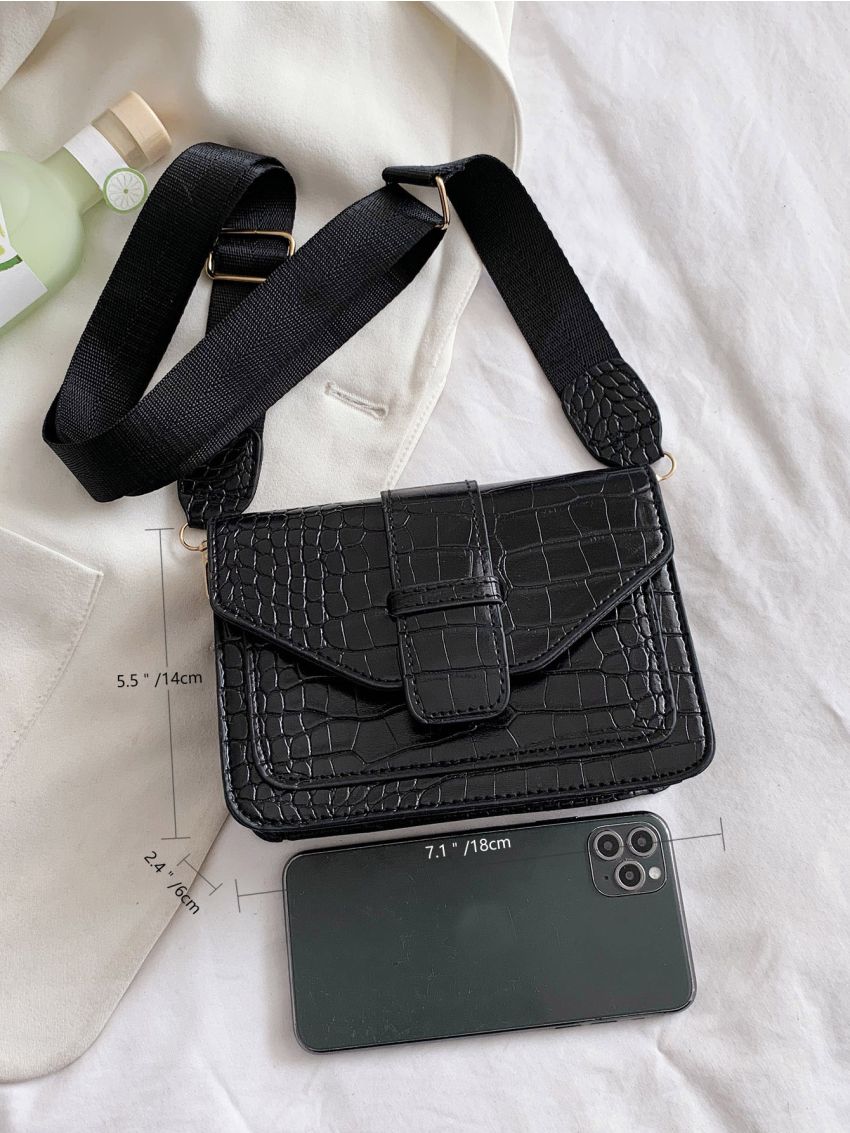 Mini Croc Embossed Flap Crossbody Bag