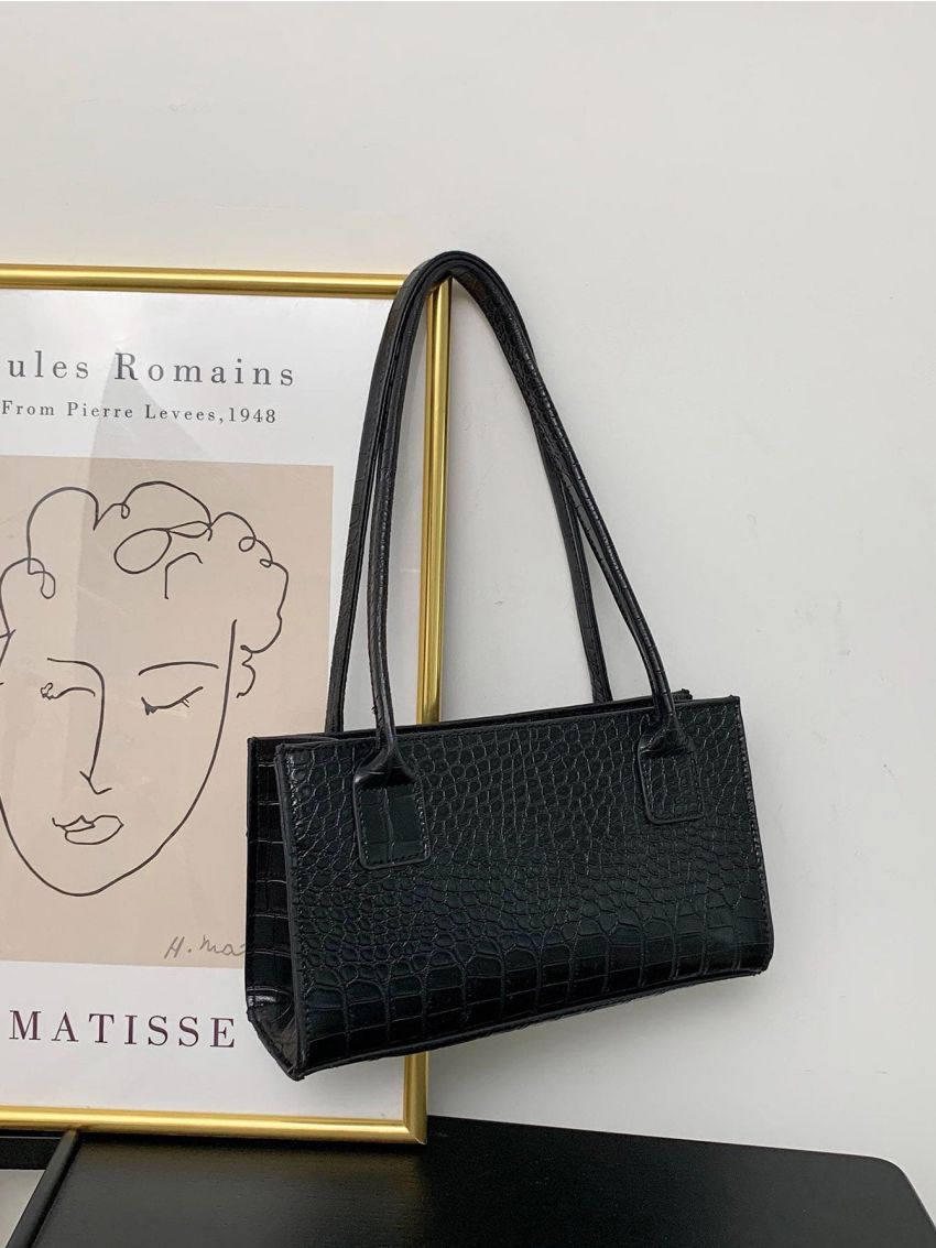 Croc Embossed Shoulder Bag