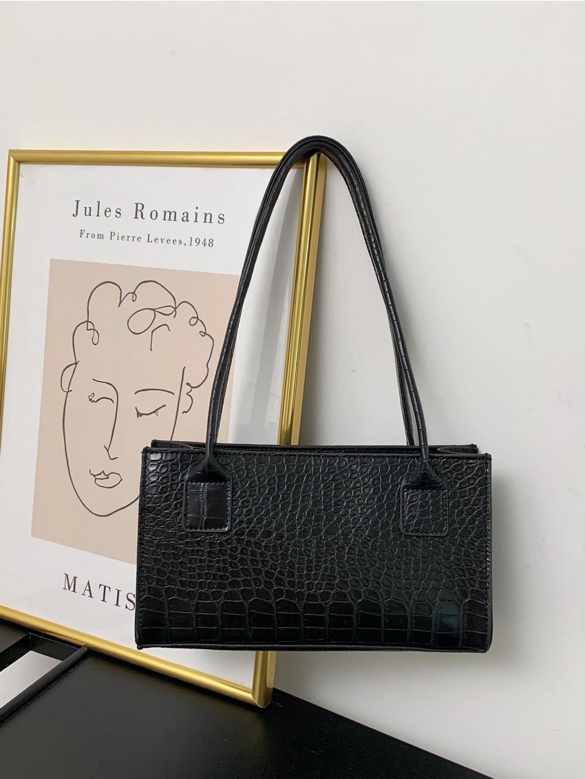 Croc Embossed Shoulder Bag