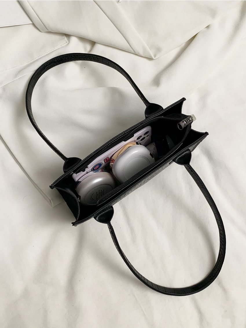 Croc Embossed Shoulder Bag