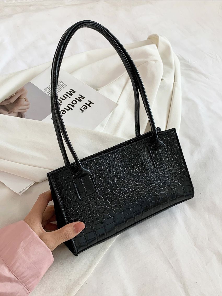 Croc Embossed Shoulder Bag