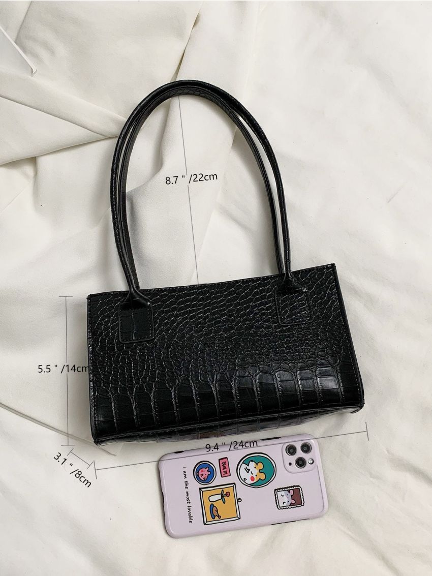 Croc Embossed Shoulder Bag