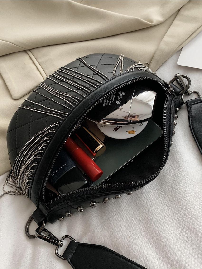 Studded & Fringe Decor Fanny Pack